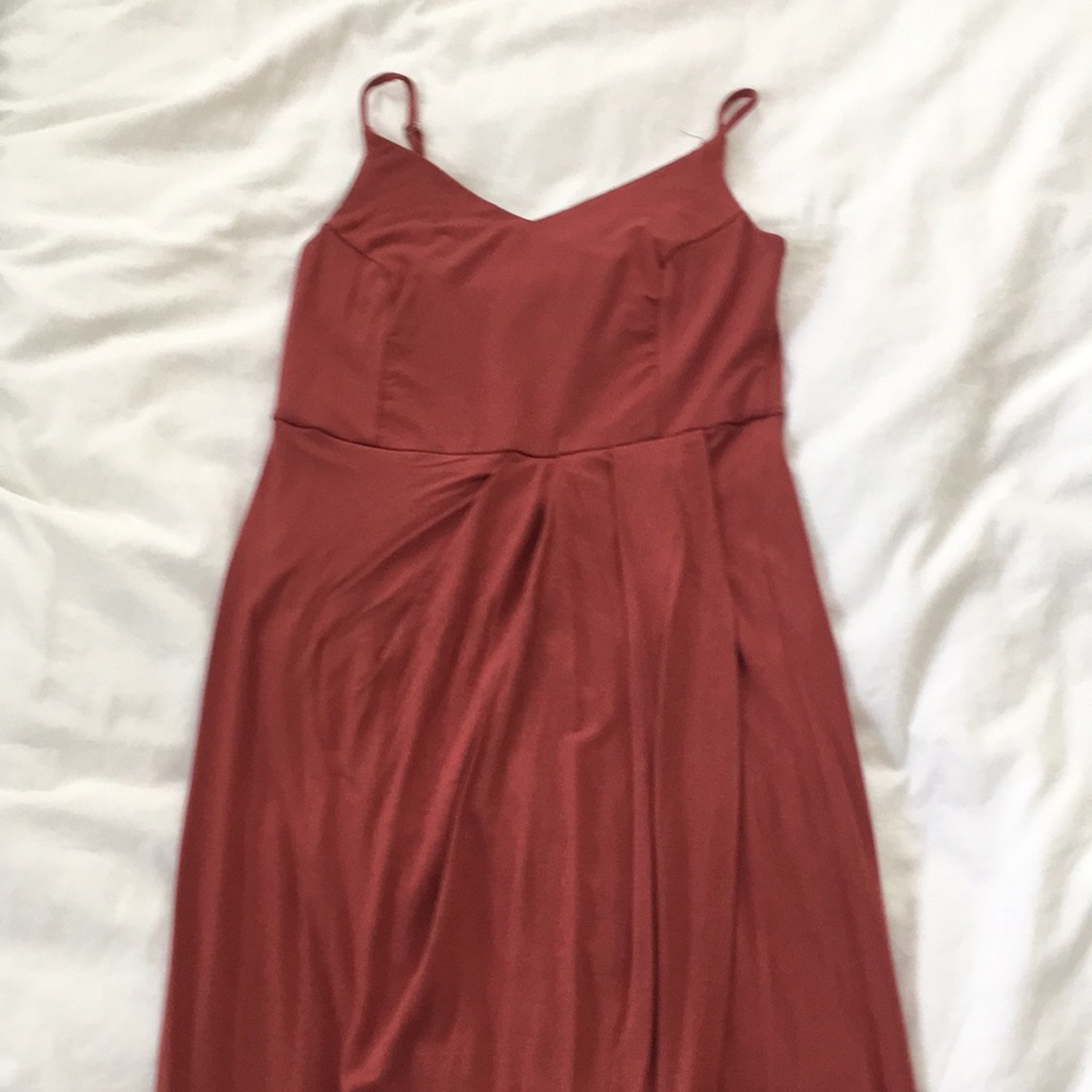 Dark Terra Cotta Wrap Midi Dress
